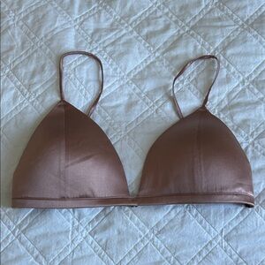 Fleur du Mal Satin Bralette in Tan